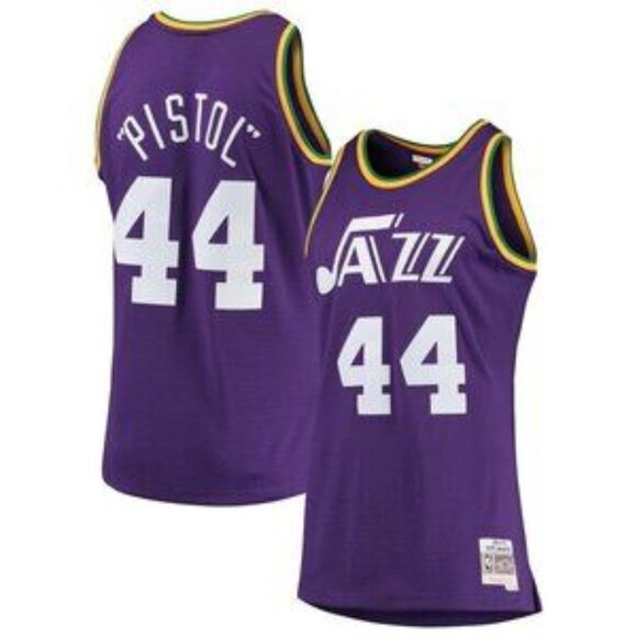 Mens 44 Pete Maravich Pistol Throwback Edition Purple Stitched Jersey